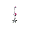 Dallas Stars Silver Pink Swarovski Belly Button Navel Ring - Customize Gem Colors