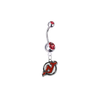 New Jersey Devils Silver Red Swarovski Belly Button Navel Ring - Customize Gem Colors
