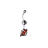 New Jersey Devils Silver Black Swarovski Belly Button Navel Ring - Customize Gem Colors