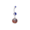 New York Islanders Silver Blue Swarovski Belly Button Navel Ring - Customize Gem Colors
