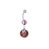 New York Islanders Silver Pink Swarovski Belly Button Navel Ring - Customize Gem Colors