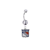 New York Rangers Silver Clear Swarovski Belly Button Navel Ring - Customize Gem Colors