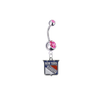 New York Rangers Silver Pink Swarovski Belly Button Navel Ring - Customize Gem Colors