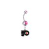 Philadelphia Flyers Silver Pink Swarovski Belly Button Navel Ring - Customize Gem Colors