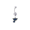 St Louis Blues Silver Clear Swarovski Belly Button Navel Ring - Customize Gem Colors