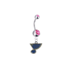St Louis Blues Silver Pink Swarovski Belly Button Navel Ring - Customize Gem Colors
