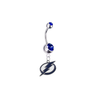 Tampa Bay Lightning Silver Blue Swarovski Belly Button Navel Ring - Customize Gem Colors
