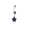 Toronto Maple Leafs Silver Black Swarovski Belly Button Navel Ring - Customize Gem Colors