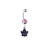 Toronto Maple Leafs Silver Pink Swarovski Belly Button Navel Ring - Customize Gem Colors