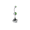 Vancouver Canucks Silver Green Swarovski Belly Button Navel Ring - Customize Gem Colors