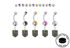 Vegas Golden Knights Silver Swarovski Belly Button Navel Ring - Customize Gem Colors