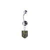 Vegas Golden Knights Silver Black Swarovski Belly Button Navel Ring - Customize Gem Colors