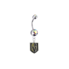 Vegas Golden Knights Silver Auora Borealis Swarovski Belly Button Navel Ring - Customize Gem Colors