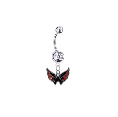 Washington Capitals Silver Clear Swarovski Belly Button Navel Ring - Customize Gem Colors