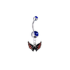 Washington Capitals Silver Blue Swarovski Belly Button Navel Ring - Customize Gem Colors