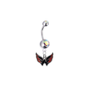 Washington Capitals Silver Auora Borealis Swarovski Belly Button Navel Ring - Customize Gem Colors