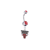 Chicago Bulls Silver Red Swarovski Belly Button Navel Ring - Customize Gem Colors