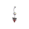 Chicago Bulls Silver Auora Borealis Swarovski Belly Button Navel Ring - Customize Gem Colors