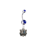 Dallas Mavericks Silver Blue Swarovski Belly Button Navel Ring - Customize Gem Colors