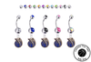 Dallas Mavericks Style 2 Silver Swarovski Belly Button Navel Ring - Customize Gem Colors