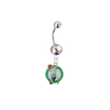 Boston Celtics Silver Auora Borealis Swarovski Belly Button Navel Ring - Customize Gem Colors