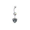 Brooklyn Nets Silver Auora Borealis Swarovski Belly Button Navel Ring - Customize Gem Colors