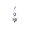 Charlotte Hornets Silver Light Blue Swarovski Belly Button Navel Ring - Customize Gem Colors