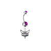 Charlotte Hornets Silver Purple Swarovski Belly Button Navel Ring - Customize Gem Colors