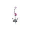 Charlotte Hornets Silver Pink Swarovski Belly Button Navel Ring - Customize Gem Colors