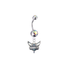 Charlotte Hornets Silver Auora Borealis Swarovski Belly Button Navel Ring - Customize Gem Colors