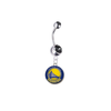 Golden State Warriors Silver Black Swarovski Belly Button Navel Ring - Customize Gem Colors