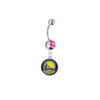 Golden State Warriors Silver Pink Swarovski Belly Button Navel Ring - Customize Gem Colors