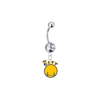 Golden State Warriors Style 2 Silver Clear Swarovski Belly Button Navel Ring - Customize Gem Colors