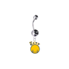 Golden State Warriors Style 2 Silver Black Swarovski Belly Button Navel Ring - Customize Gem Colors