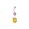 Golden State Warriors Style 2 Silver Pink Swarovski Belly Button Navel Ring - Customize Gem Colors