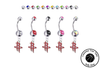 Houston Rockets Silver Swarovski Belly Button Navel Ring - Customize Gem Colors