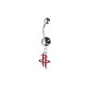Houston Rockets Silver Black Swarovski Belly Button Navel Ring - Customize Gem Colors