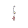 Houston Rockets Silver Auora Borealis Swarovski Belly Button Navel Ring - Customize Gem Colors
