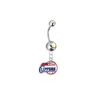 Los Angeles Clippers Silver Auora Borealis Swarovski Belly Button Navel Ring - Customize Gem Colors