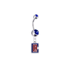 Los Angeles Clippers Style 2 Silver Blue Swarovski Belly Button Navel Ring - Customize Gem Colors