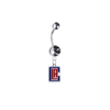 Los Angeles Clippers Style 2 Silver Black Swarovski Belly Button Navel Ring - Customize Gem Colors