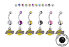 Los Angeles Lakers Silver Swarovski Belly Button Navel Ring - Customize Gem Colors