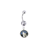 Minnesota Timberwolves Silver Clear Swarovski Belly Button Navel Ring - Customize Gem Colors