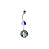 Minnesota Timberwolves Silver Blue Swarovski Belly Button Navel Ring - Customize Gem Colors