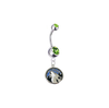 Minnesota Timberwolves Silver Lime Green Swarovski Belly Button Navel Ring - Customize Gem Colors