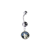 Minnesota Timberwolves Silver Black Swarovski Belly Button Navel Ring - Customize Gem Colors