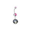 Minnesota Timberwolves Silver Pink Swarovski Belly Button Navel Ring - Customize Gem Colors