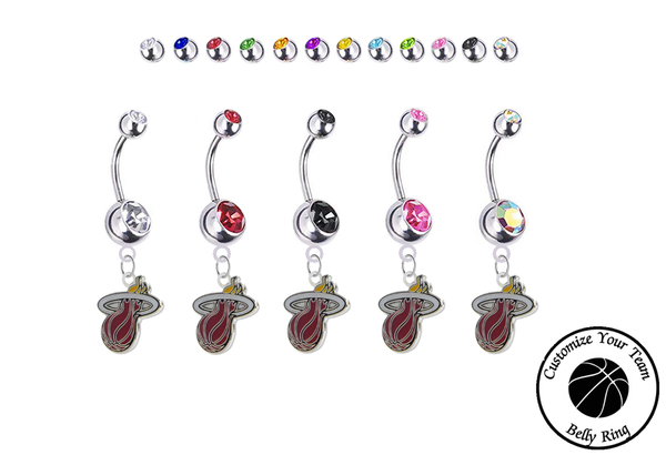 Miami Heat Silver Swarovski Belly Button Navel Ring - Customize Gem Colors