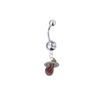 Miami Heat Silver Clear Swarovski Belly Button Navel Ring - Customize Gem Colors
