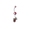 Miami Heat Silver Red Swarovski Belly Button Navel Ring - Customize Gem Colors